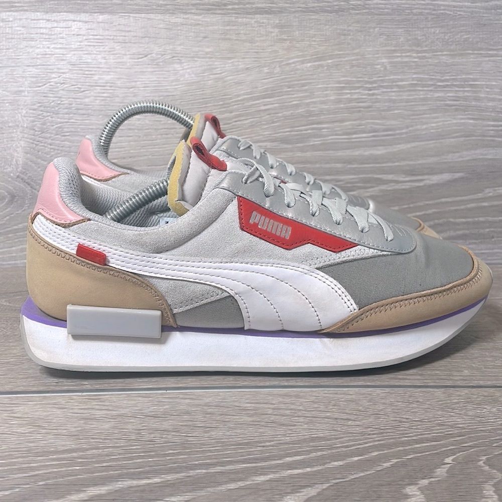 Puma Future Ride Women’s Size 10.5 Silver Gray Pink Lilac Trainers Sneakers